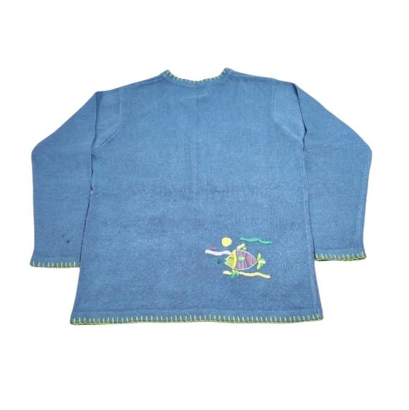 The Quacker Factory Blue Cardigan Seaside Size M - Picture 3 of 9